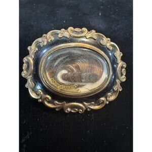 Mourning Hair Vintage Brooch Ornate Read